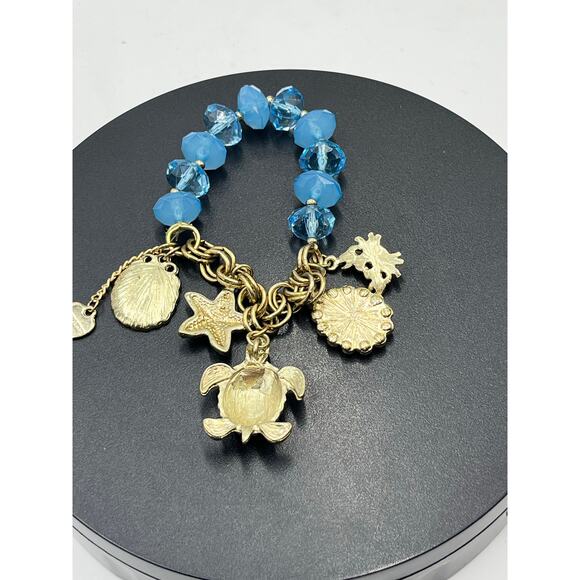 Betsey Johnson Nautical Under the Sea Ocean Charm Half Stretch Bead Bracelet - Picture 5 of 7